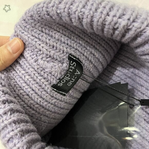 Acne Studios Embroidered Smiley Face Knit Hat Purple - Picture 4 of 5